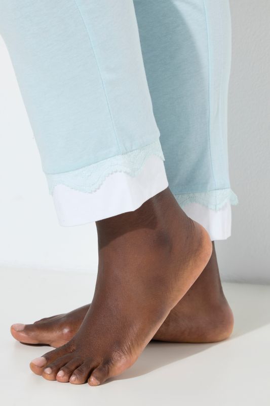 Lace Hem Super Soft Cotton Blend Knit Pajama Set