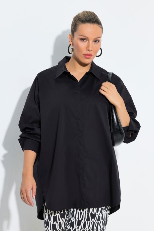 Stretch Cotton Blend Tunic Shirt