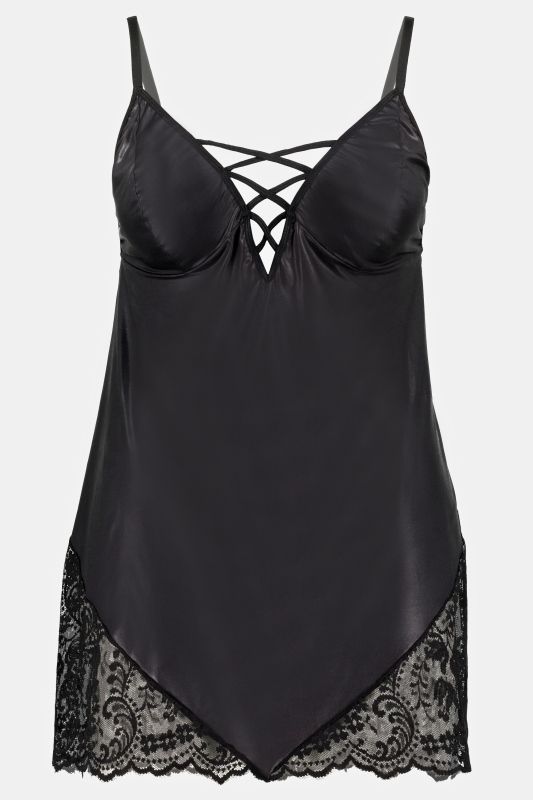 2 Piece Faux Leather Negligee Set