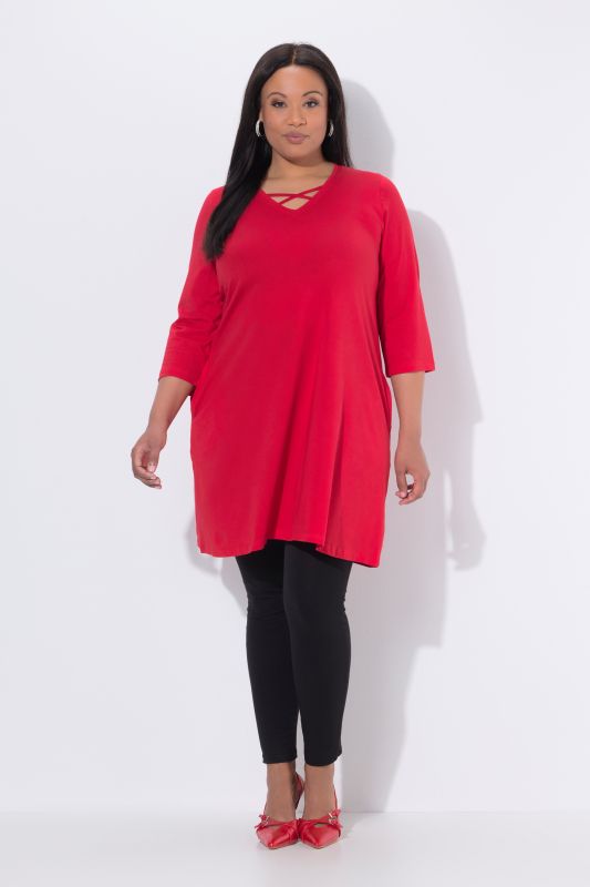 Criss Cross V-Neckline Swing Knit Tunic
