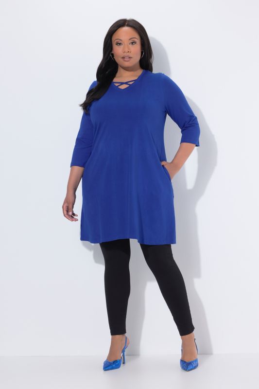 Criss Cross V-Neckline Swing Knit Tunic
