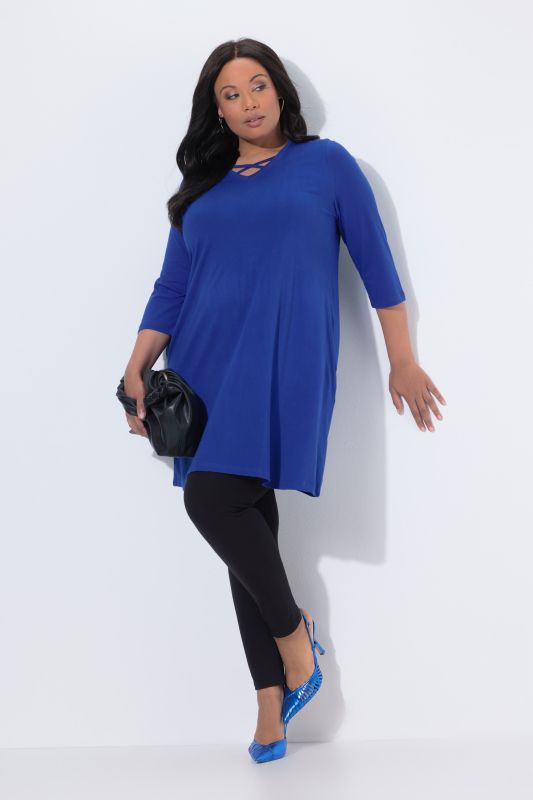 Criss Cross V-Neckline Swing Knit Tunic