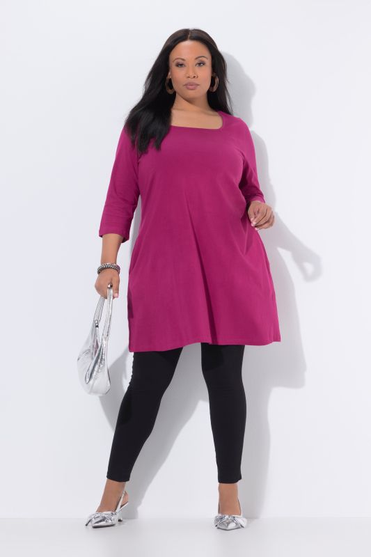 Square Neckline Knit Swing A-line Pocket Tunic