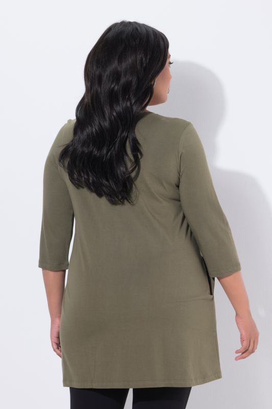 V-Neck Seam Knit  A-line Swing Tunic