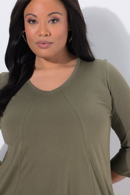 V-Neck Seam Knit  A-line Swing Tunic