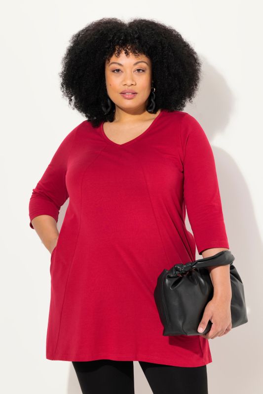 V-Neck Seam Knit  A-line Swing Tunic