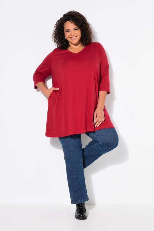 V-Neck Seam Knit  A-line Swing Tunic