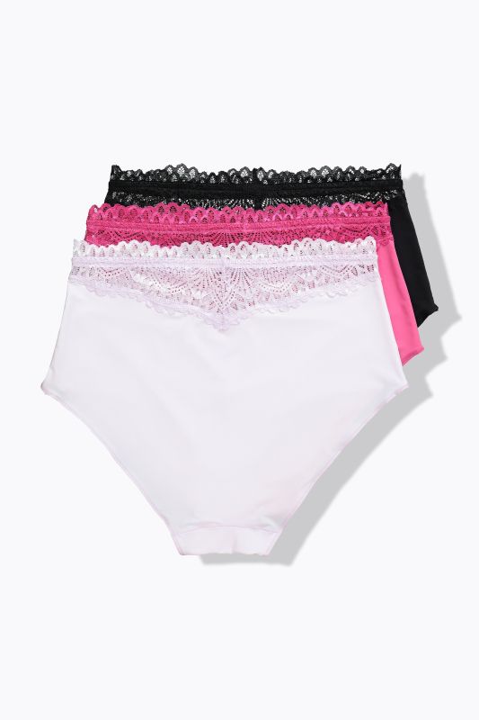 TRUYOU Maxislips, 3er-Pack, Spitzen-Bündchen, Mikrofaser