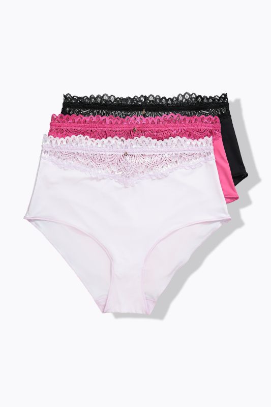 TRUYOU Maxislips, 3er-Pack, Spitzen-Bündchen, Mikrofaser