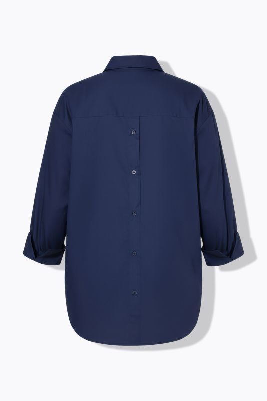 Back Button Long Sleeve Blouse