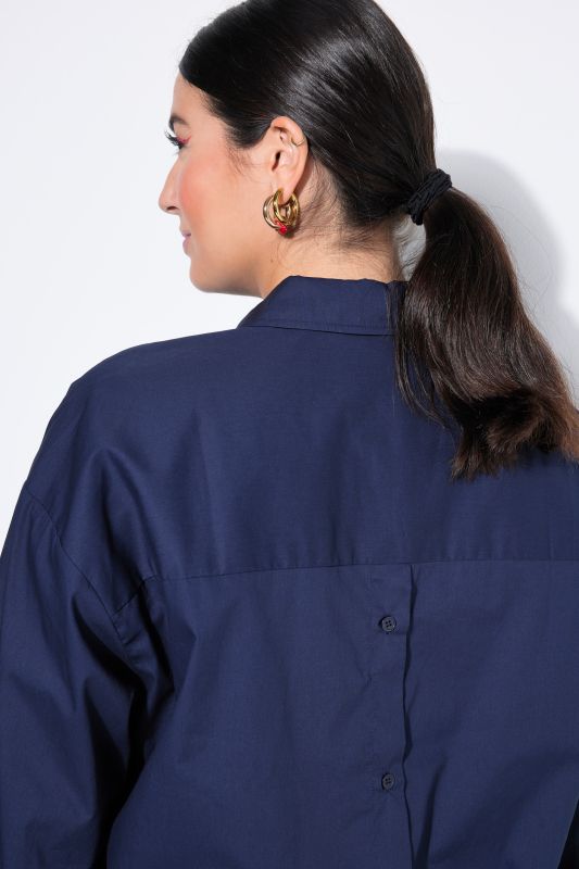 Back Button Long Sleeve Blouse