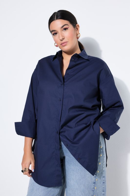 Back Button Long Sleeve Blouse