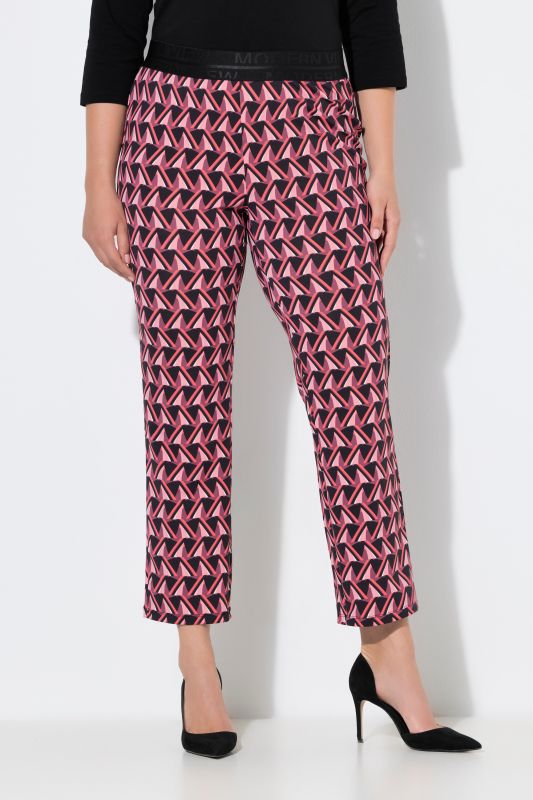 Geometric Print Elastic Waist Pants