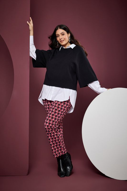 Geometric Print Elastic Waist Pants