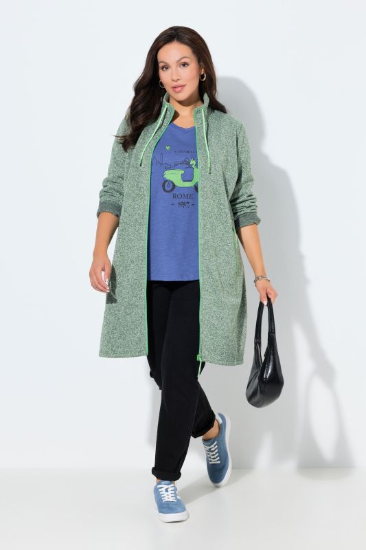 Longline Knit Fleece Jacket