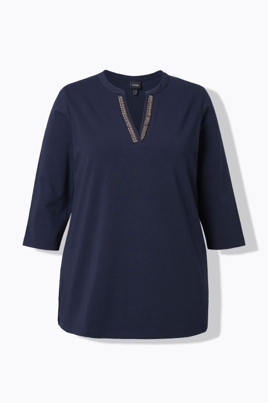 Beaded Detail 3/4 Sleeve Tee