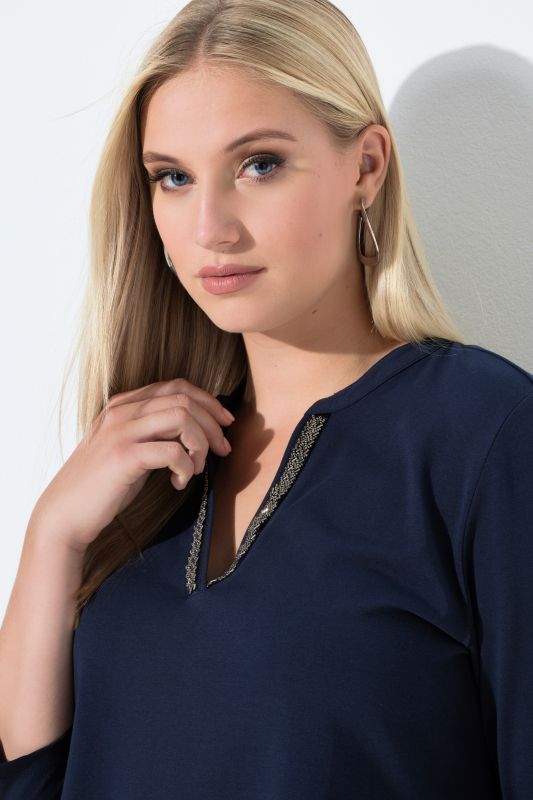 Beaded Detail 3/4 Sleeve Tee