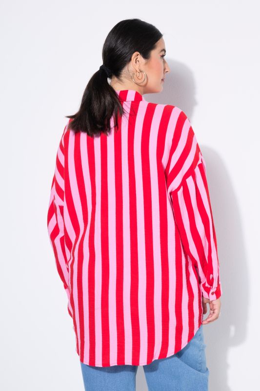 shirt blouse, oversized, muslin, stripes, long sleeve