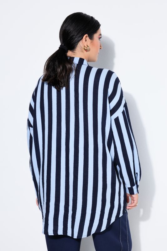 shirt blouse, oversized, muslin, stripes, long sleeve