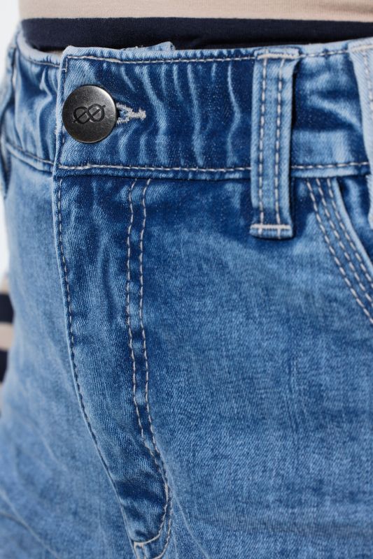 Stretch Fit Cuffed Wide Leg Jeans