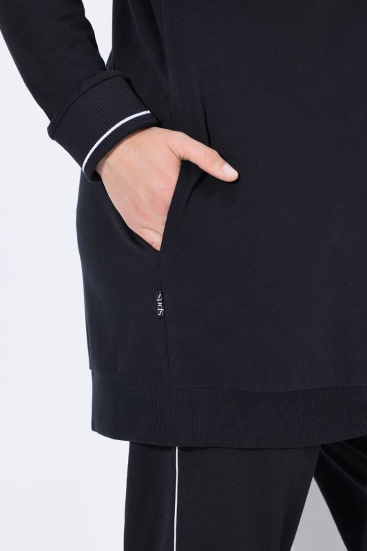 Contrast Piping Zip-Up Hoodie