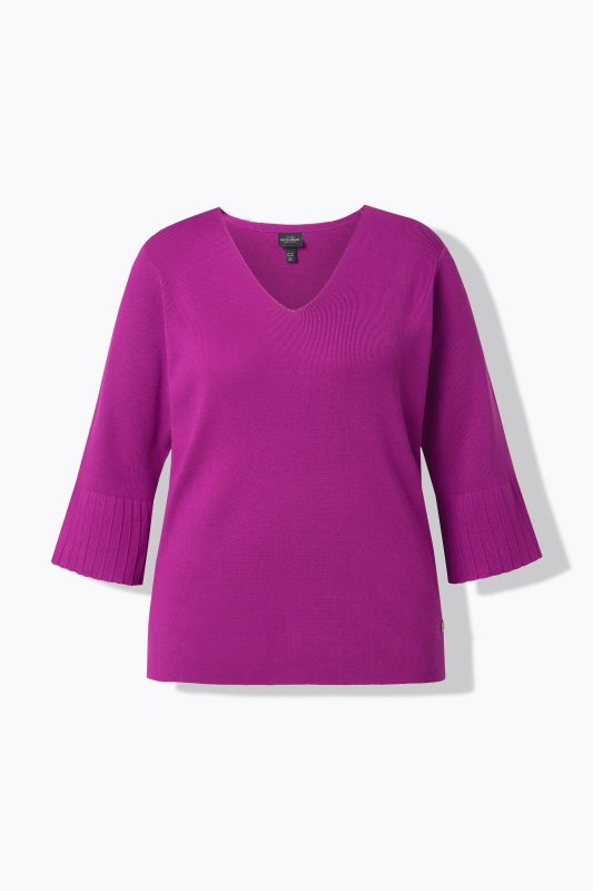 Ribbed Knit V-Neck Sweater