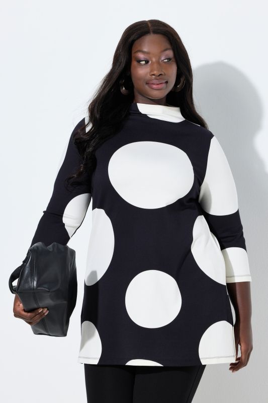 Polka Dot Turtleneck Sweatshirt Dress