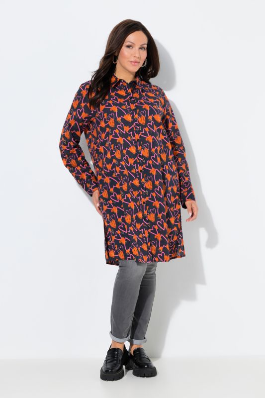 Neon Scribble Heart Print Tunic Dress