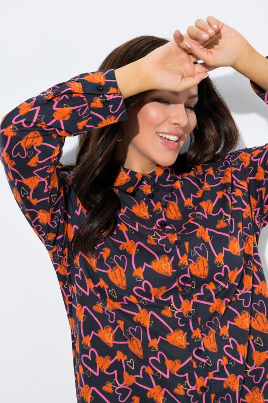 Neon Scribble Heart Print Tunic Dress