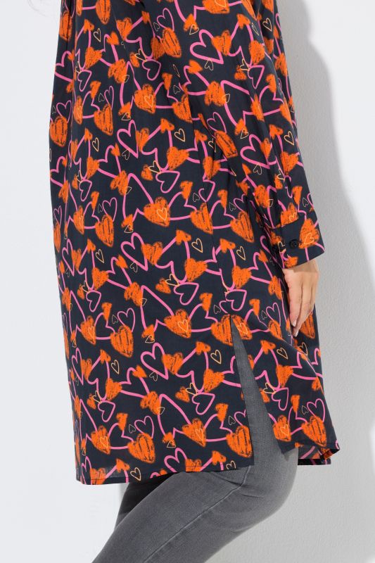 Neon Scribble Heart Print Tunic Dress