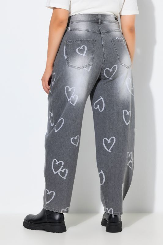 Heart Print Stretch Fit Mom Jeans
