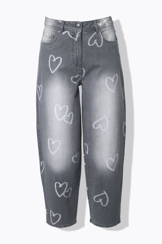 Heart Print Stretch Fit Mom Jeans