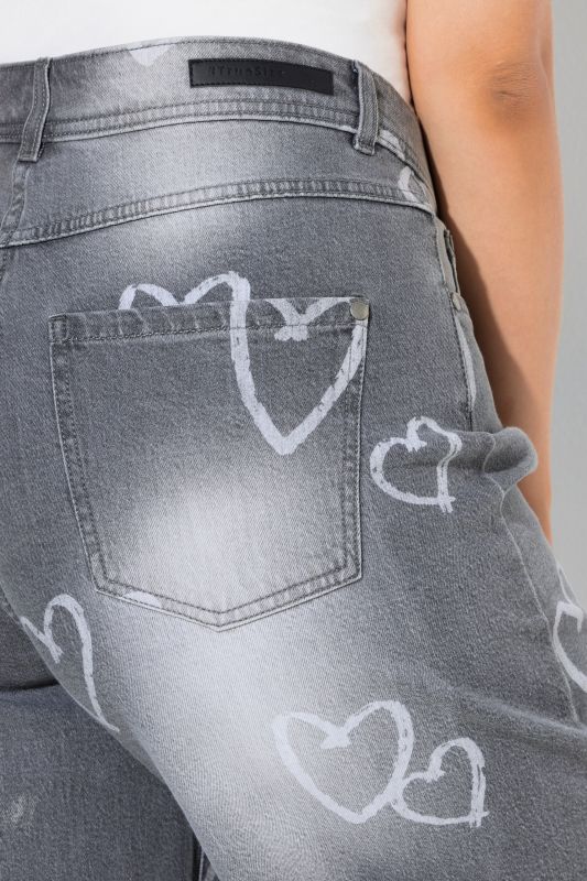 Heart Print Stretch Fit Mom Jeans