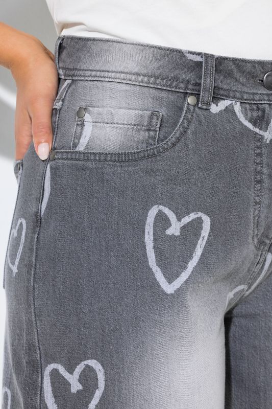 Heart Print Stretch Fit Mom Jeans
