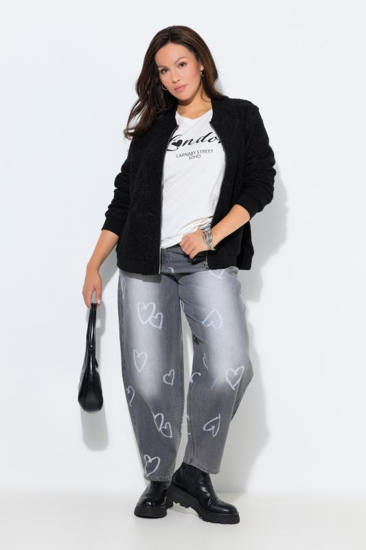 Heart Print Stretch Fit Mom Jeans