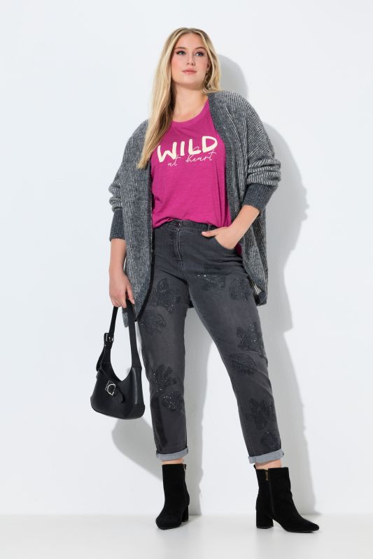 Rhinestone Flower Boyfriend Jeans