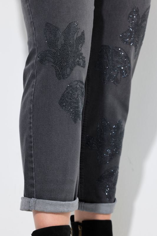 Rhinestone Flower Boyfriend Jeans