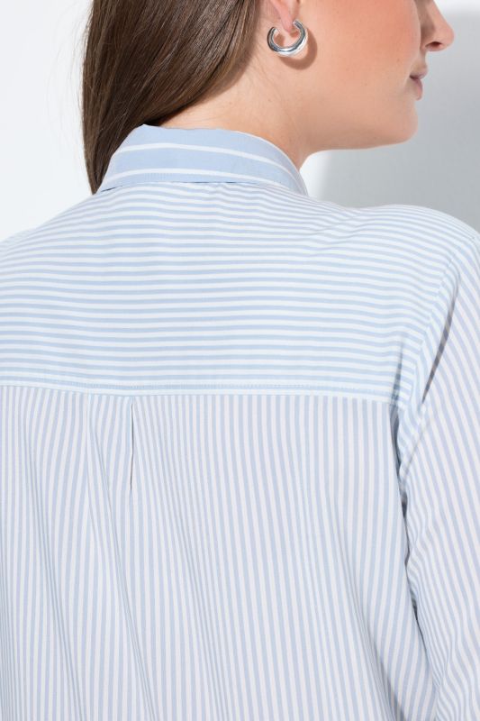 Eco Cotton Layered Look Mixed Stripe Tunic Blouse