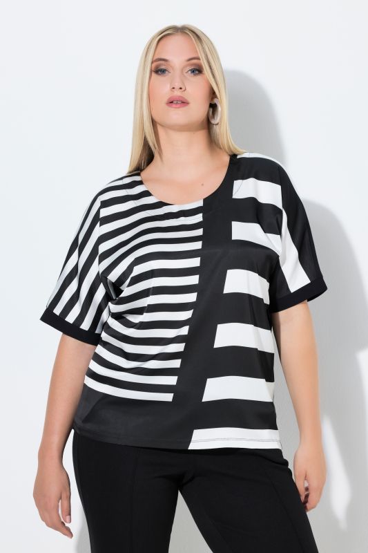 Striped Mixed Material Tee