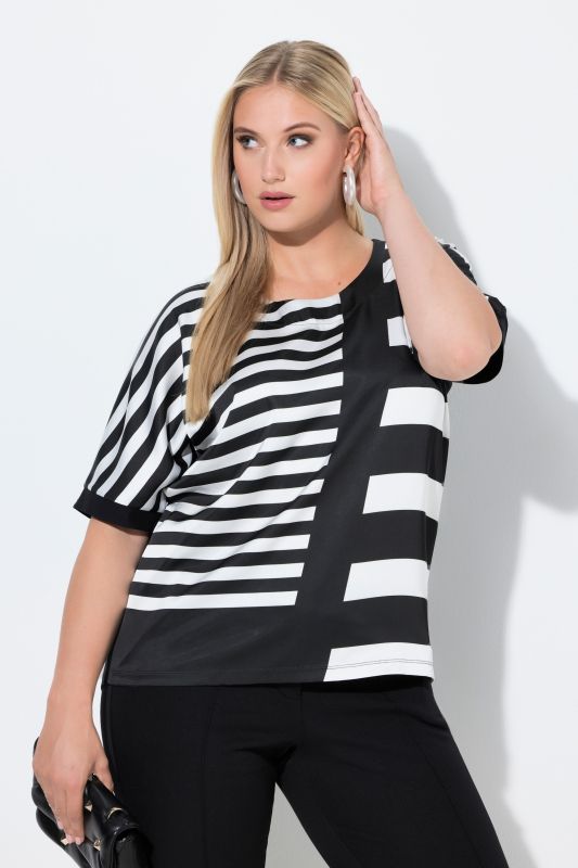 Striped Mixed Material Tee