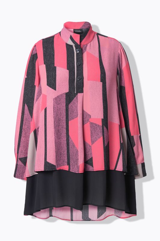 Graphic Print Layered Tunic Blouse