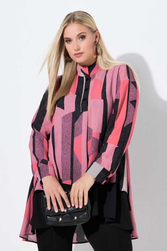 Graphic Print Layered Tunic Blouse