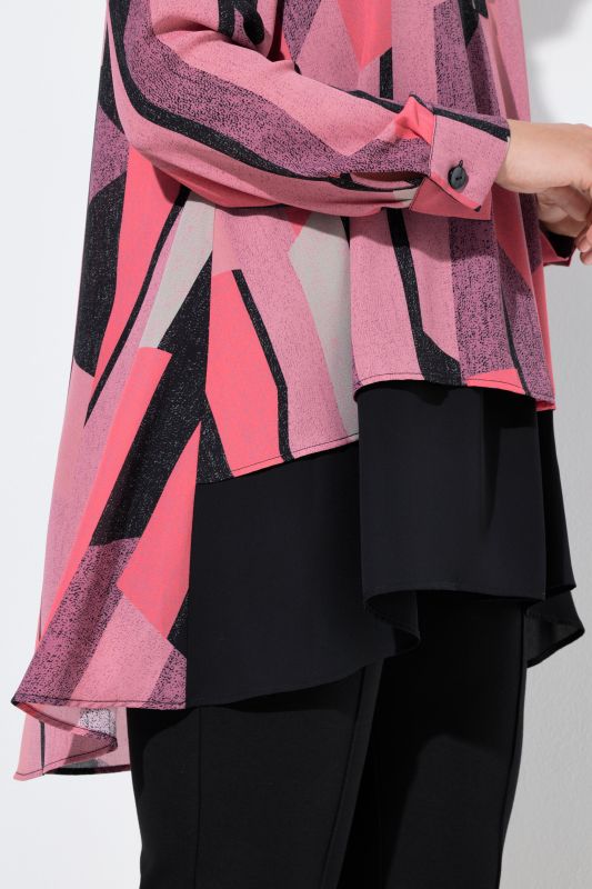 Graphic Print Layered Tunic Blouse