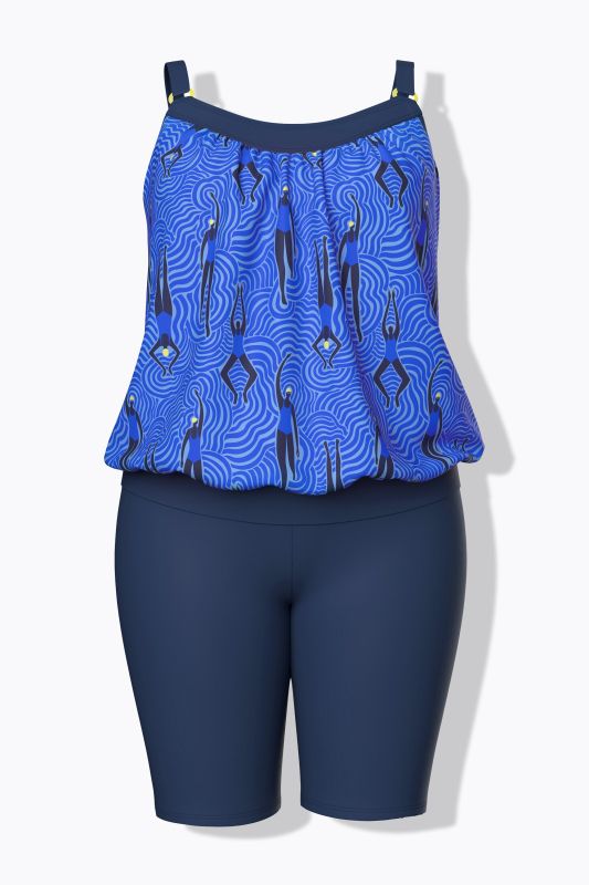 Wave Print Tankini Set