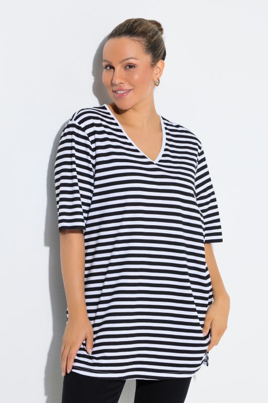 Eco Cotton Striped V-NeckTee