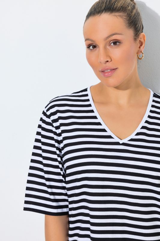 Eco Cotton Striped V-NeckTee