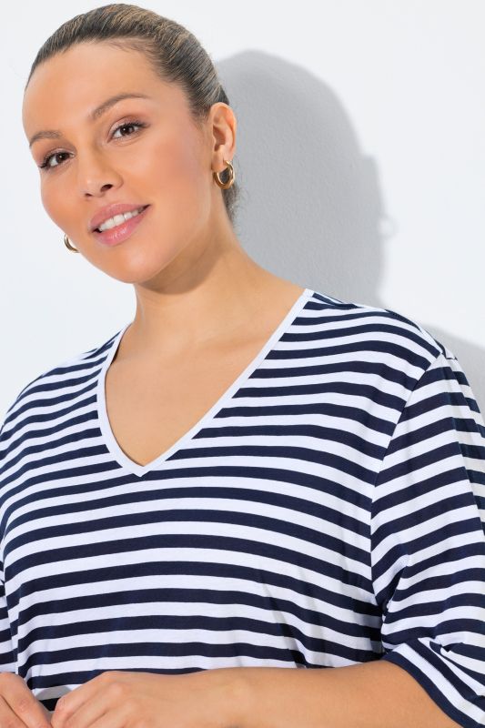 Eco Cotton Striped V-NeckTee