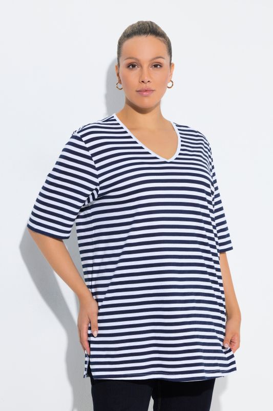Eco Cotton Striped V-NeckTee