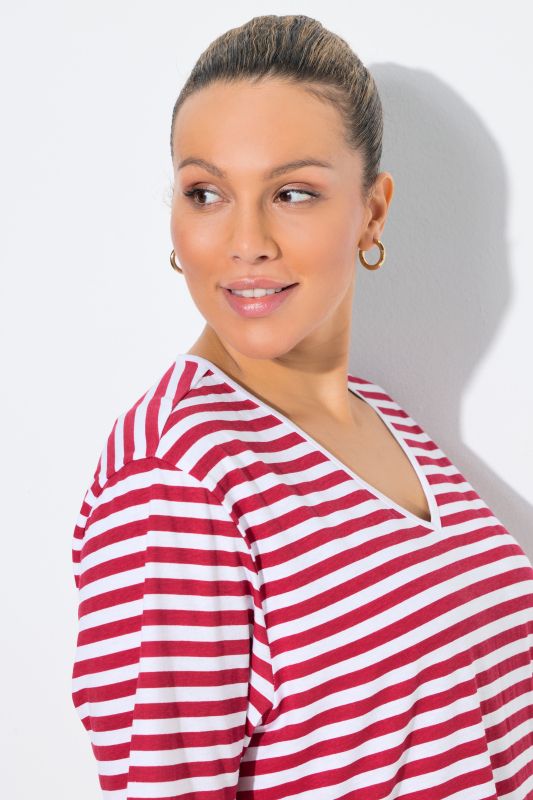 Eco Cotton Striped V-NeckTee