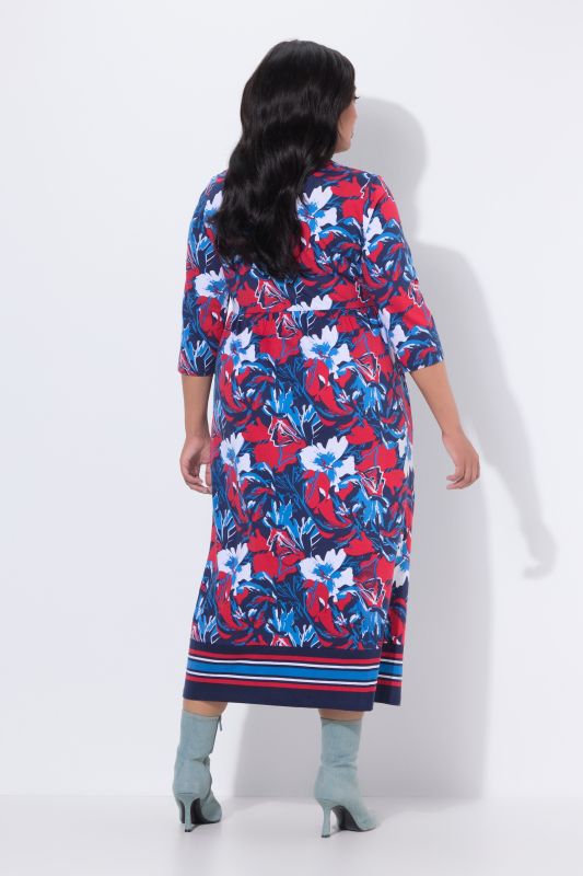 Dynamic Floral Jersey A-Line Pocket Dress